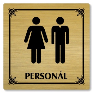 WC společné, personál, 148x148mm, zlatá, Nebraska
